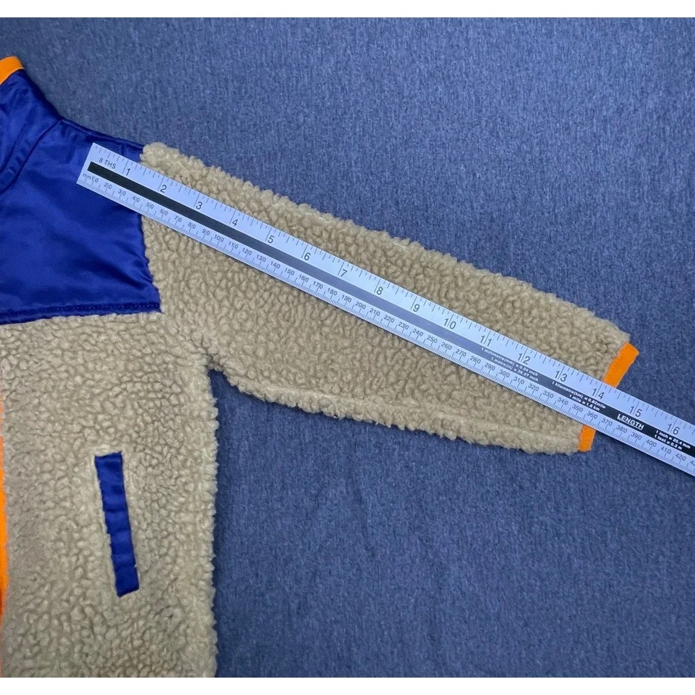 Crewcuts Kids Sherpa Fleece Jacket Size 3 Tan Blue‎ Orange Colorblock Zip Up